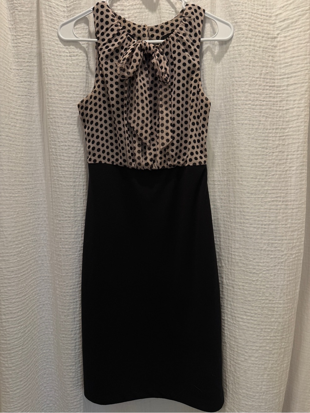 Eva by Eva Franco Polka Dot Chiffon Bow Sheath Dress Sz 6